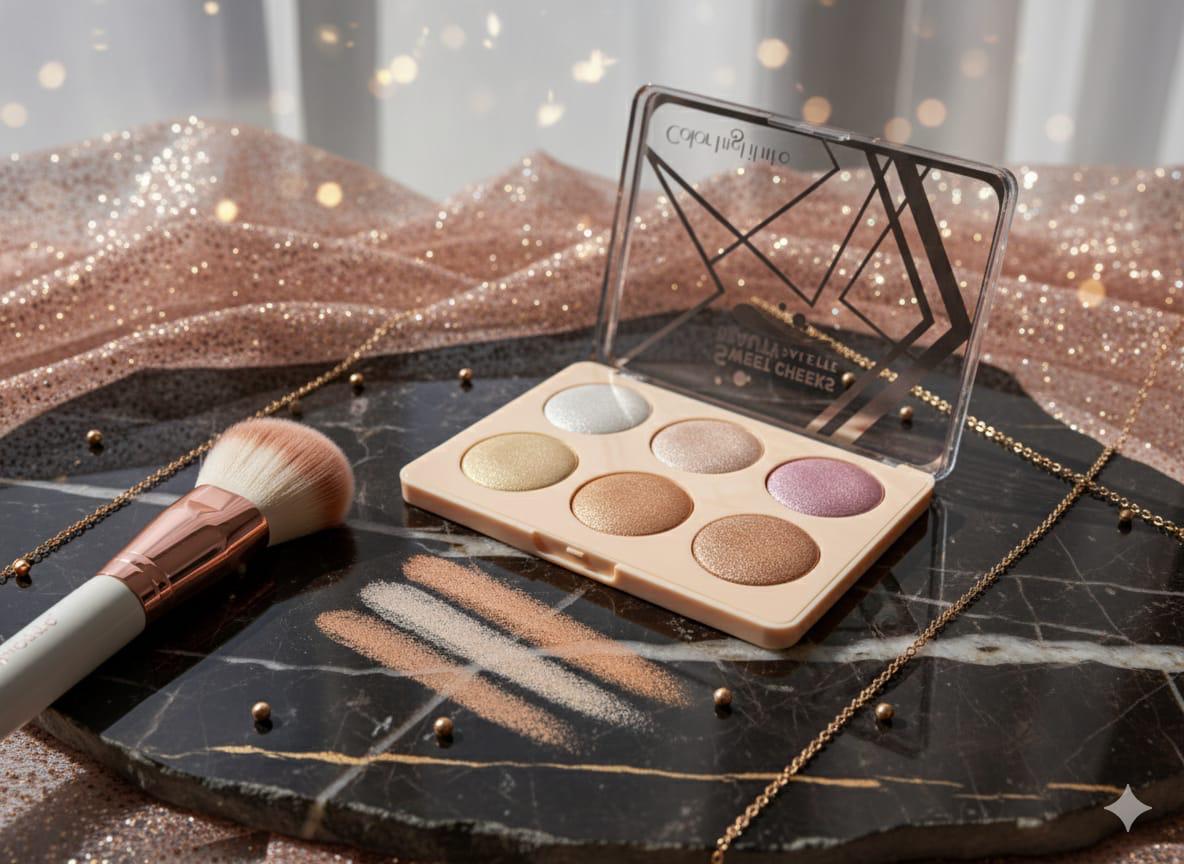 Colourful Flare 6-Color Highlighter Palette - Face & Cheek Glow Kit