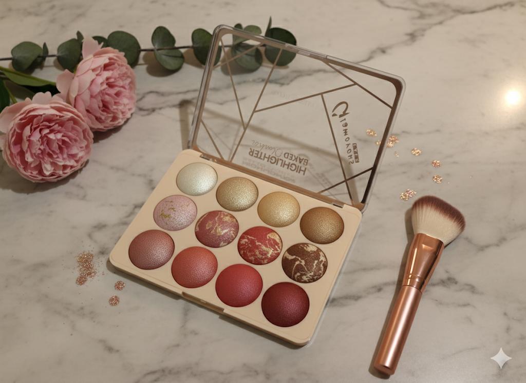 12 colour baked Highlighter & Blush contour & highlight